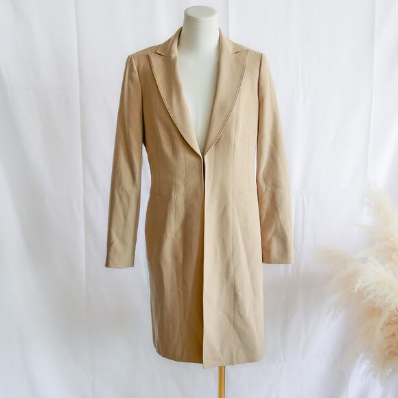 Ann Klein Beige Long Blazer coat size 2 XS - Picture 1 of 5